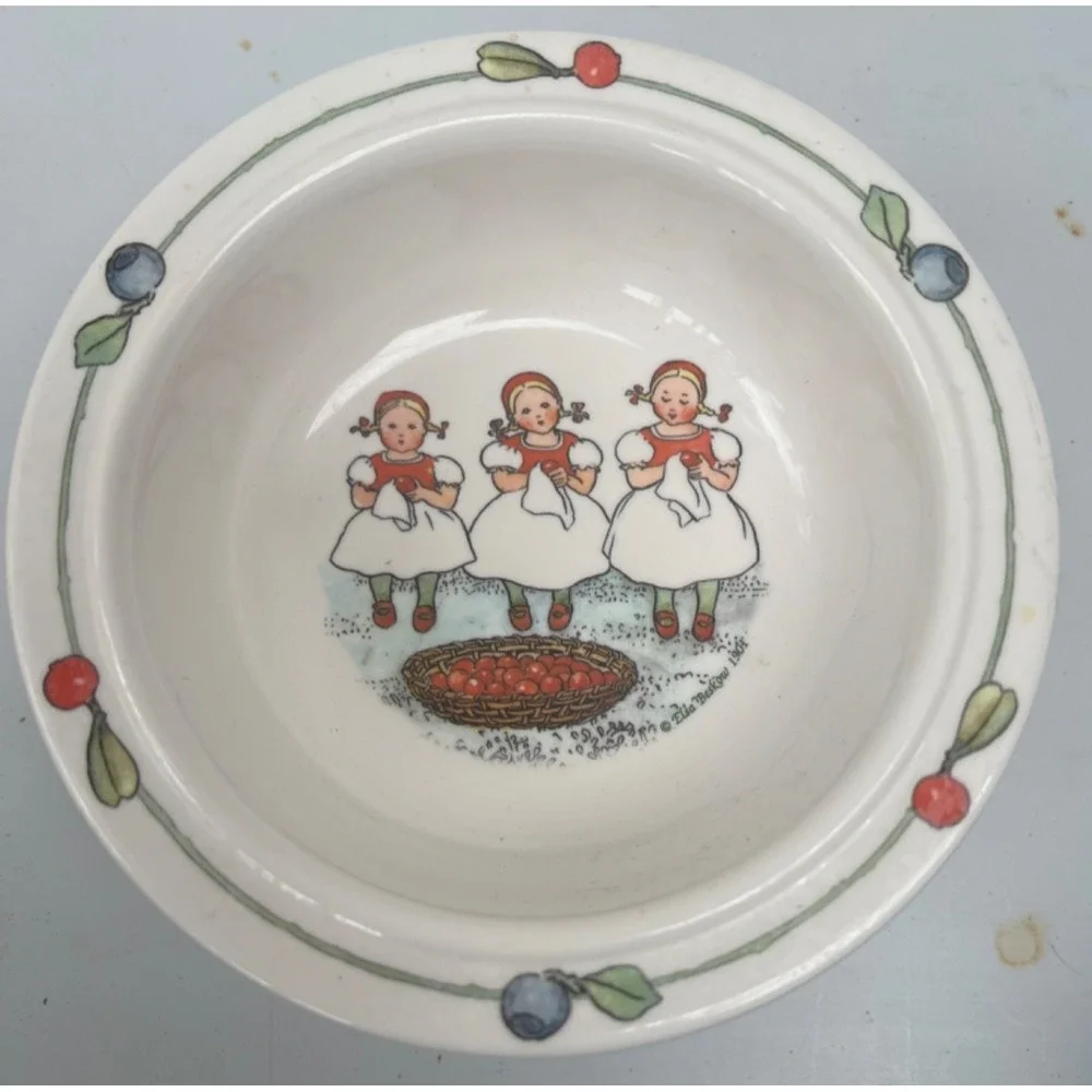 Vintage Elsa Beskow Illustrated Child Bowl with Suction